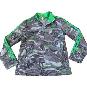 Adidas Track Jacket Youth Size Large (14-16) Gray Green Athletic Fitness Attire